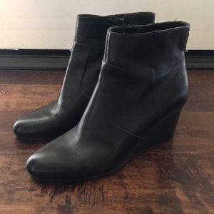 Cole Haan Black Leather Wedge Boots